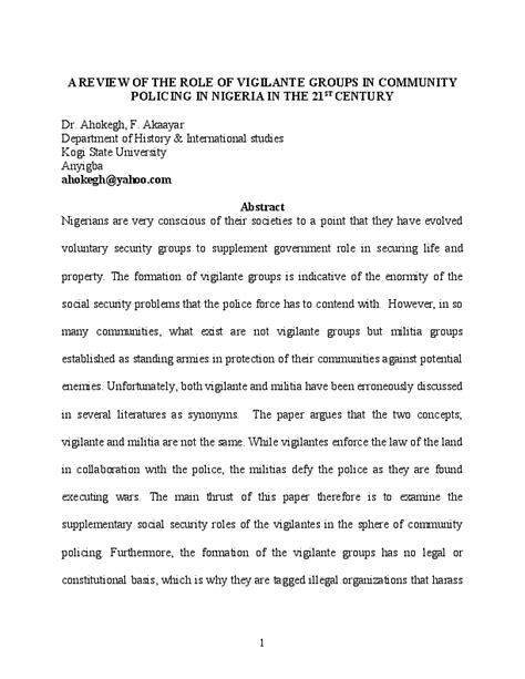 (DOC) The Role of Vigilante Groups .